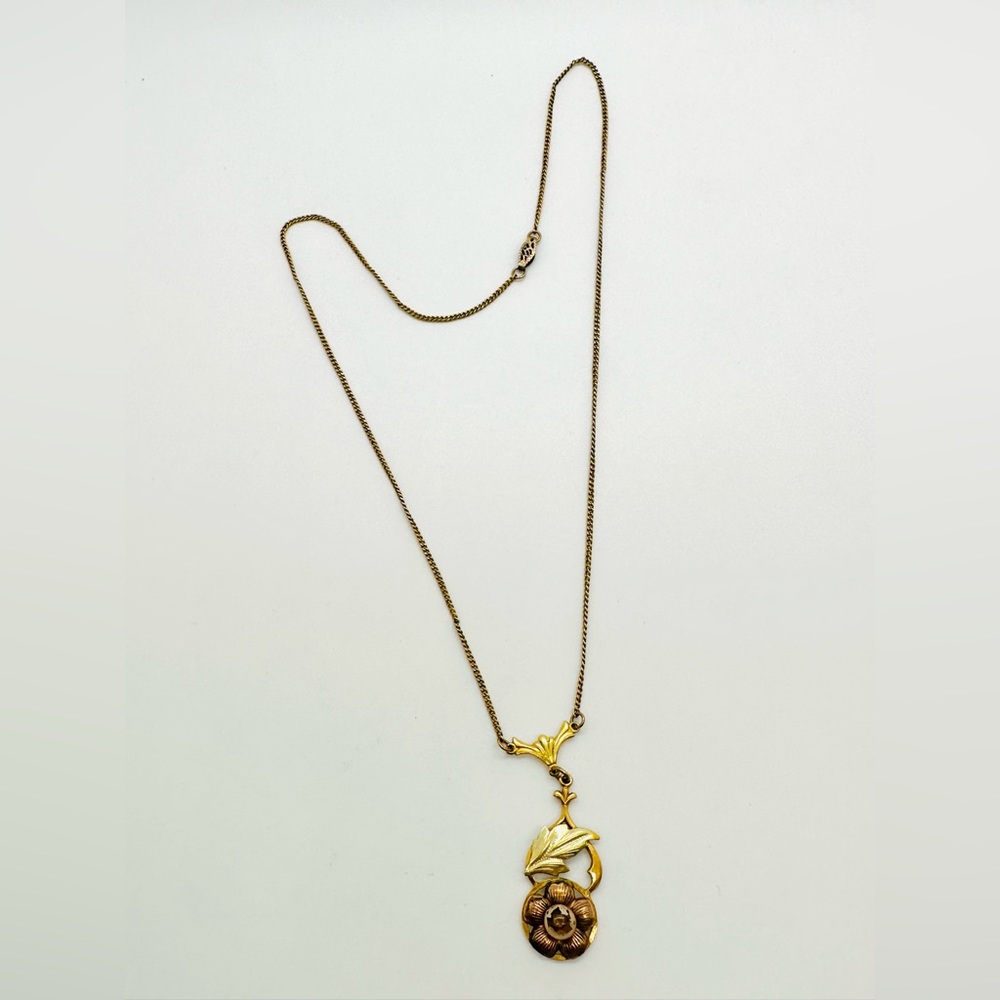 Antique Flower Lavalier Pendant Necklace